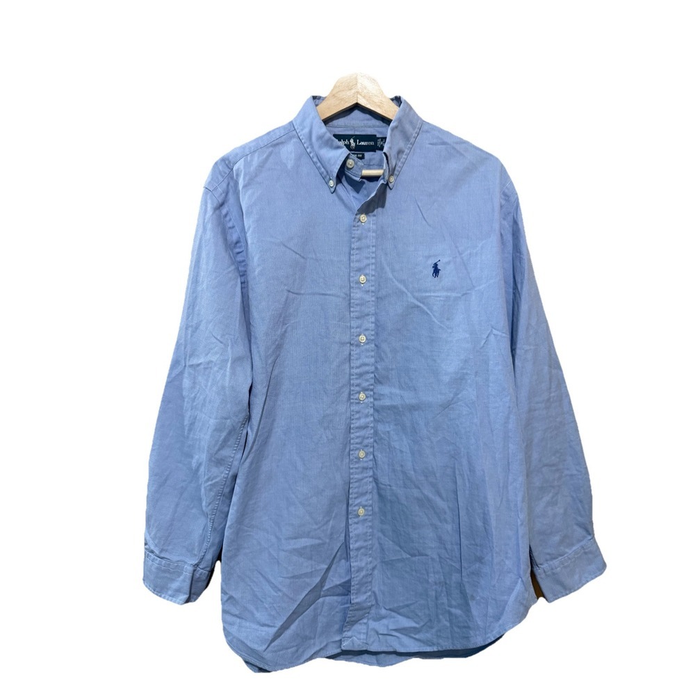 Ralph Lauren Men's Classic Fit Blue White Check Long Sleeve‎ 16 32/33